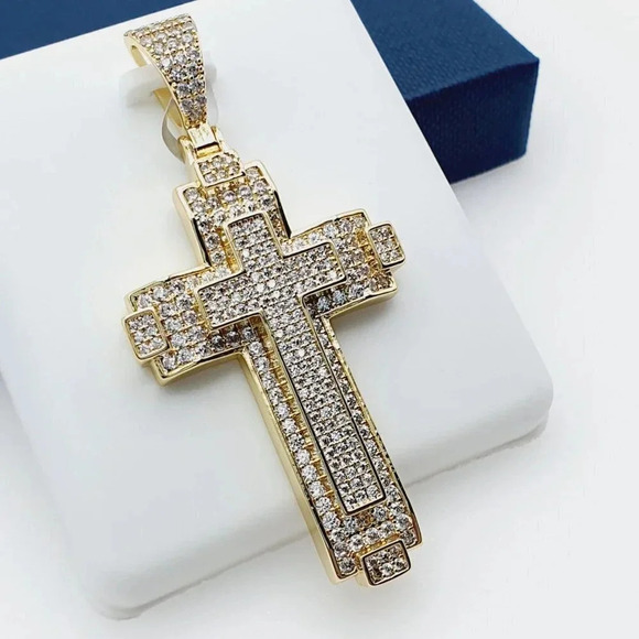 14K Gold Plated Cubic Zircon Pendant, EVBRS509 - Picture 3 of 10